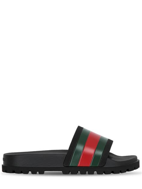 gucci webbed sandals|Gucci rubber pursuit g slides.